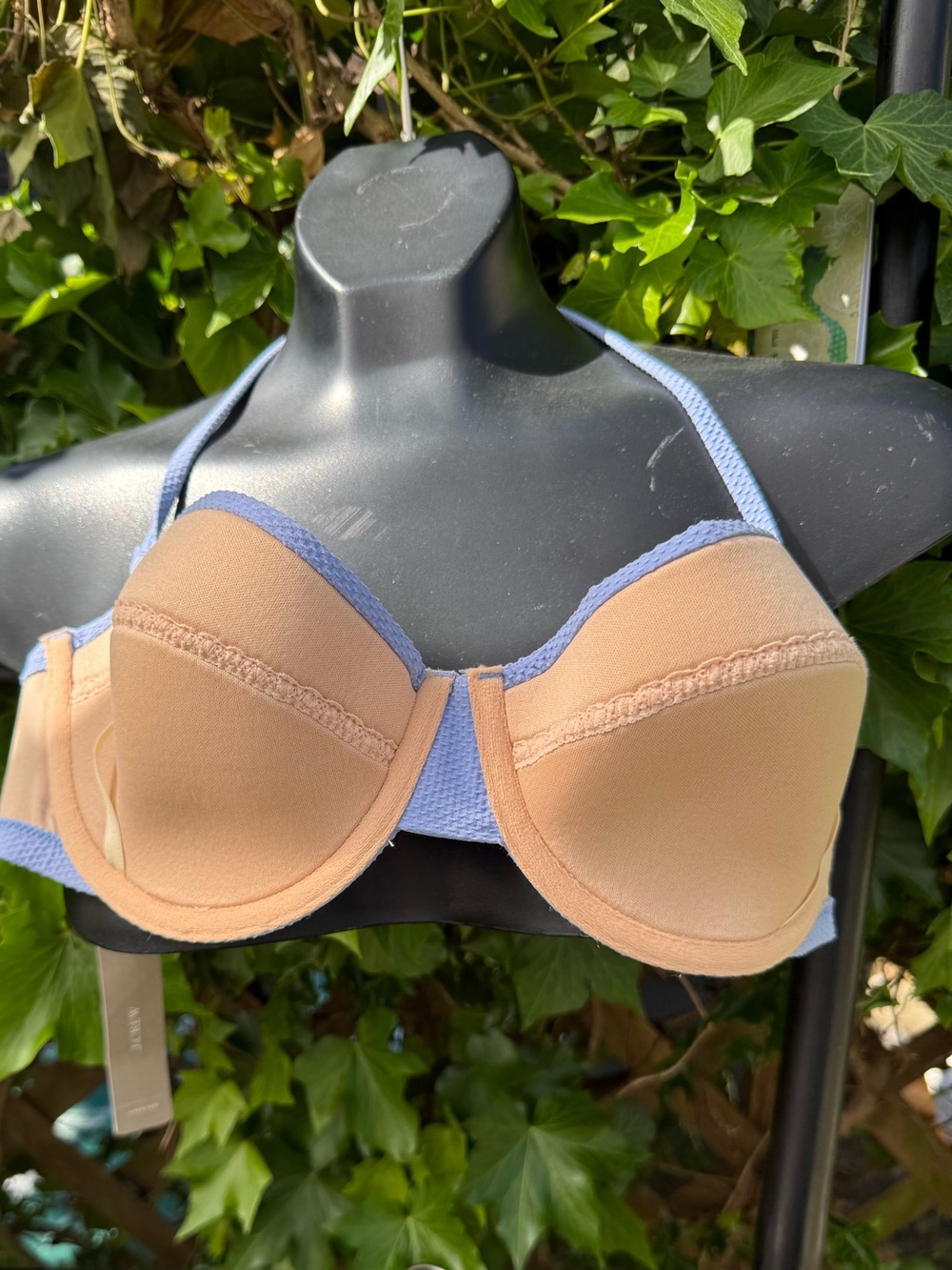 NWT 👙 set JCrew Powder Blue Textured Bandeau underwire 32D top medium bottom - Picture 4 of 16